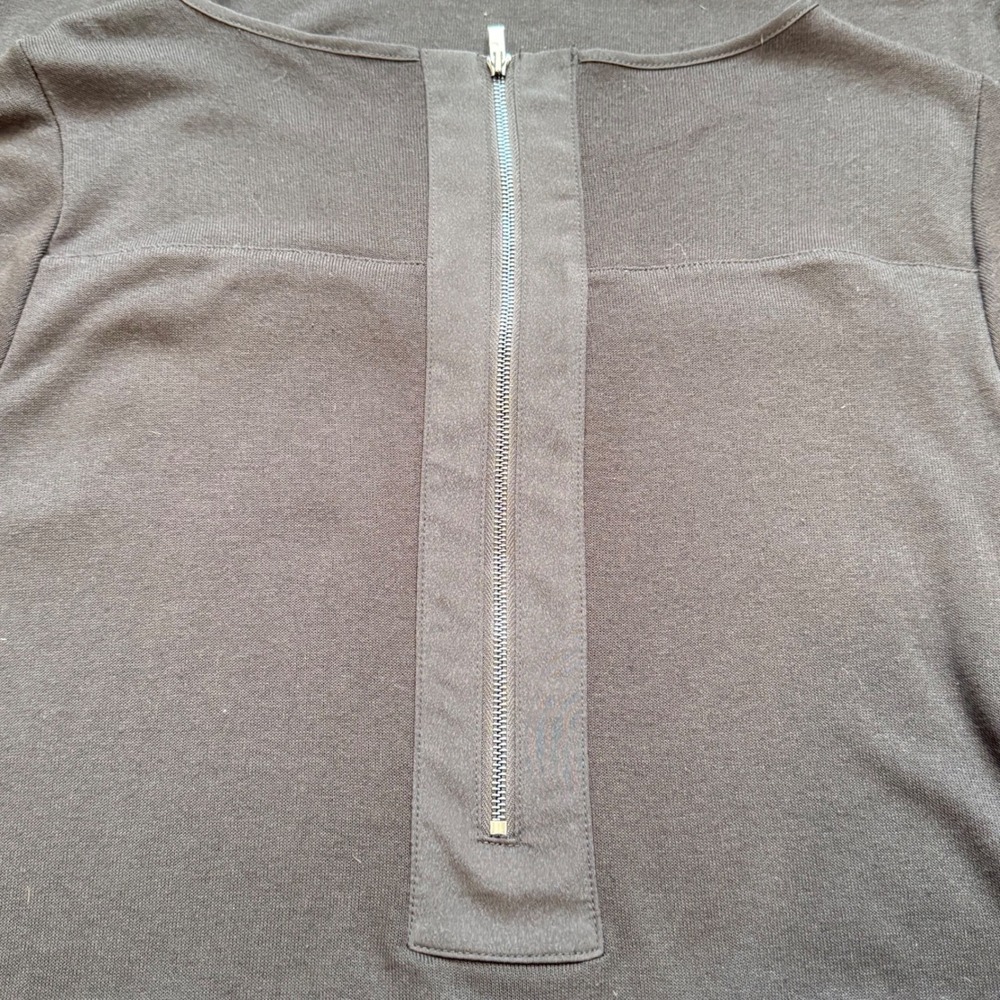 Ann Taylor Black Long Sleeve Zipper Detail Shift Dress Size 8 - Picture 6 of 6